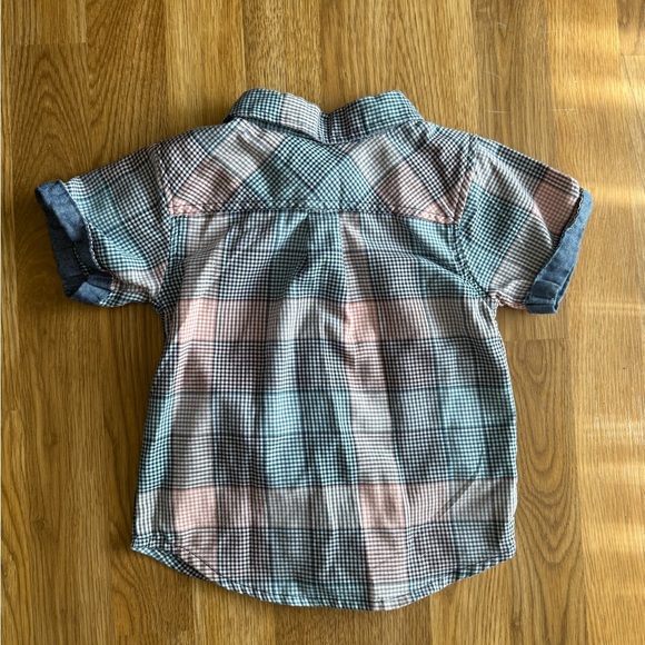 Ben Sherman Kids Plaid Shirt - Blue and Salmon Peach Pink - Picture 3 of 5